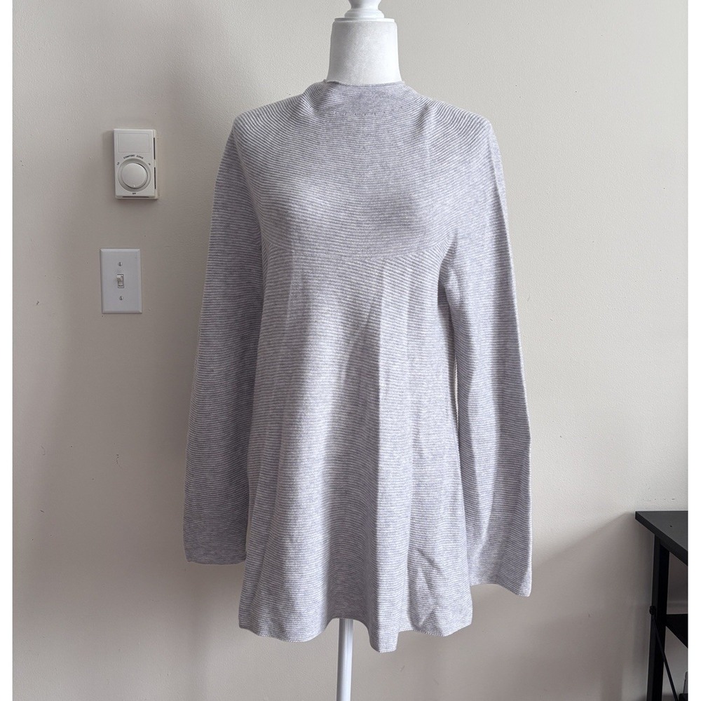 JIGSAW Quiet Luxury Womens Medium Tunic Sweater Wool Textured‎ Knit Gray Neutral